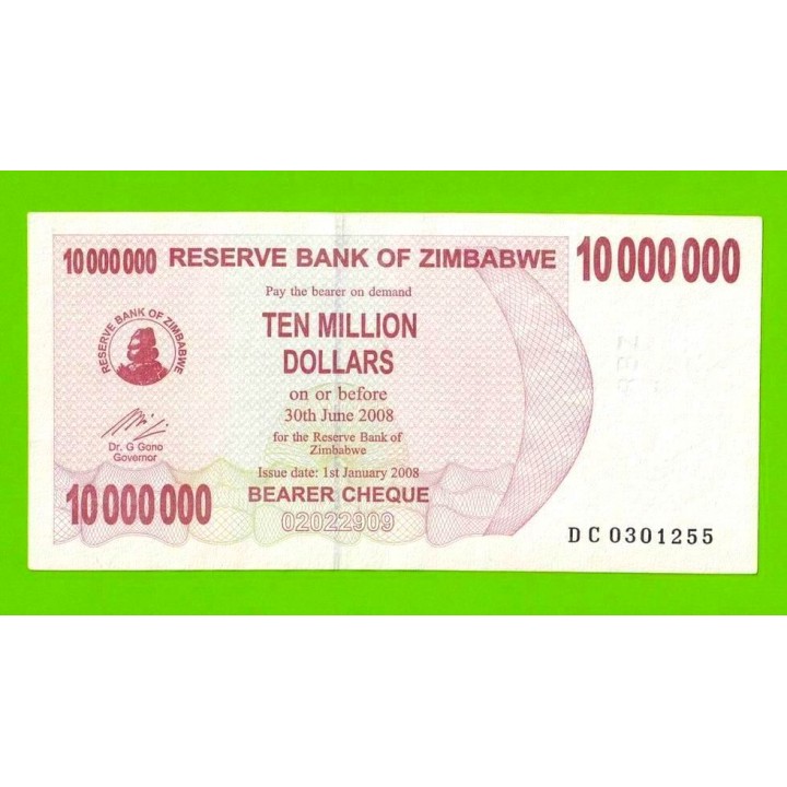 Зимбабве - 10000000 / 10 миллионов долларов - 2008 (DC)