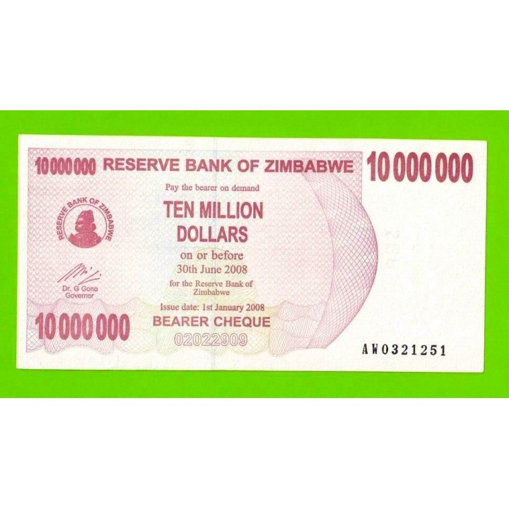 Зимбабве - 10000000 / 10 миллионов долларов - 2008 (AW)