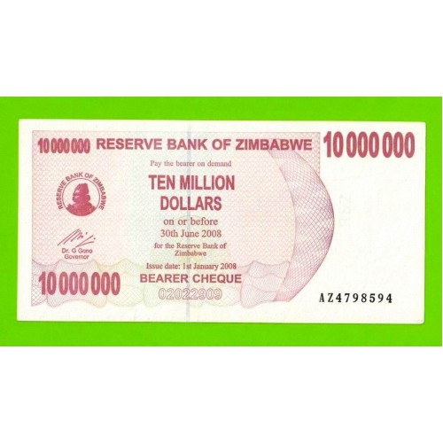 Зимбабве - 10000000 / 10 миллионов долларов - 2008 (AZ)