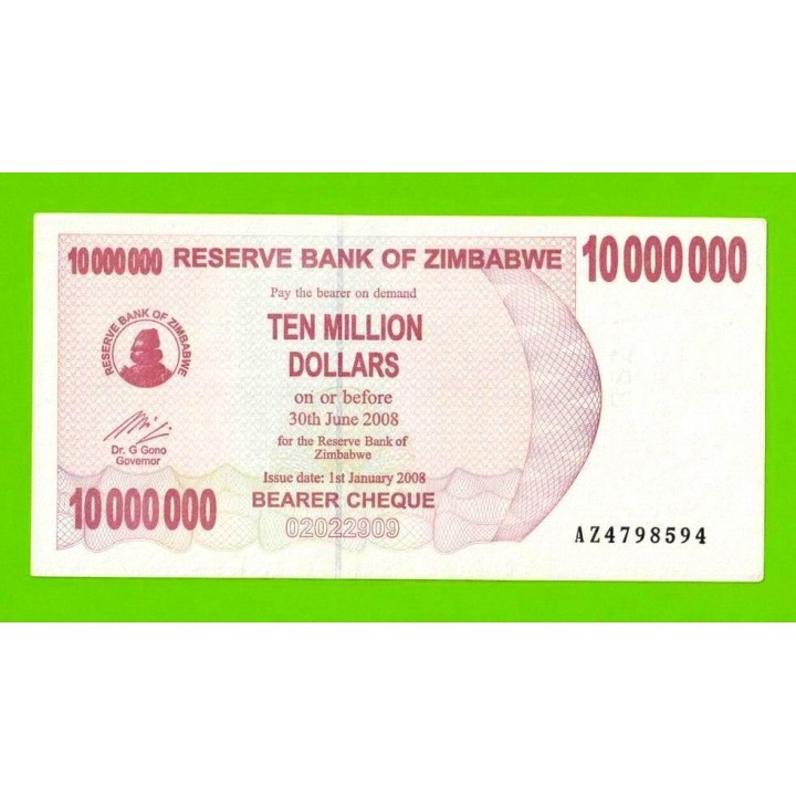 Зимбабве - 10000000 / 10 миллионов долларов - 2008 (AZ)