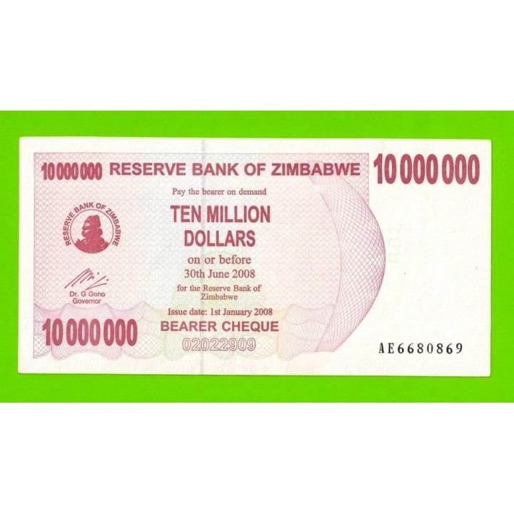 Зимбабве - 10000000 / 10 миллионов долларов - 2008 (AE)