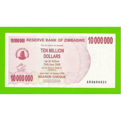 Зимбабве - 10000000 / 10 миллионов долларов - 2008 (AN)