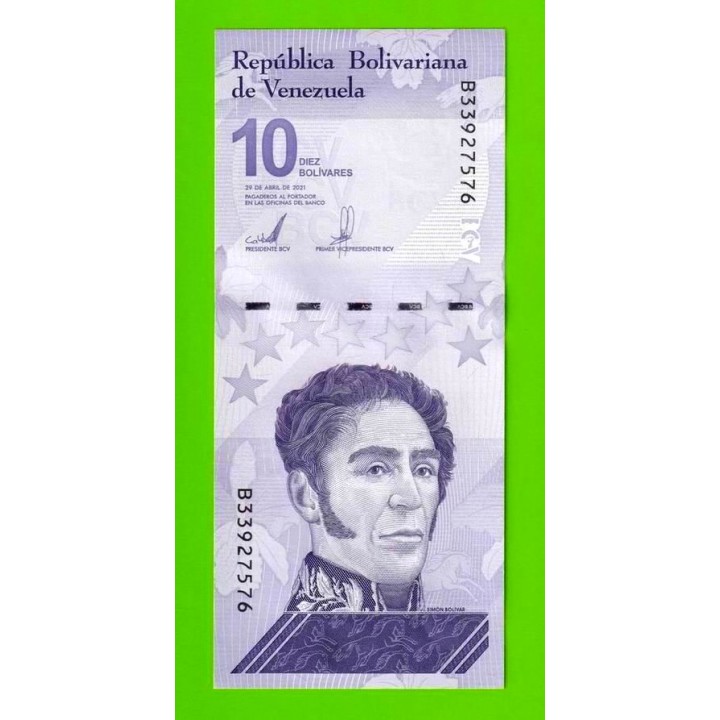 Венесуэла - 10 боливаров - 2021 (B) - UNC!!!