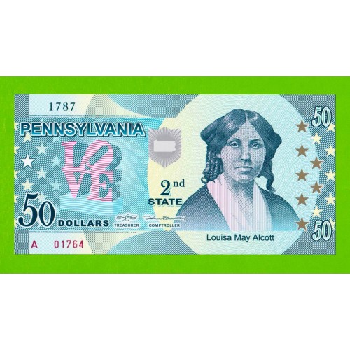 США - 50 долларов штата Пенсильвания - 2014 (сувенирные, пластик) - UNC!!!