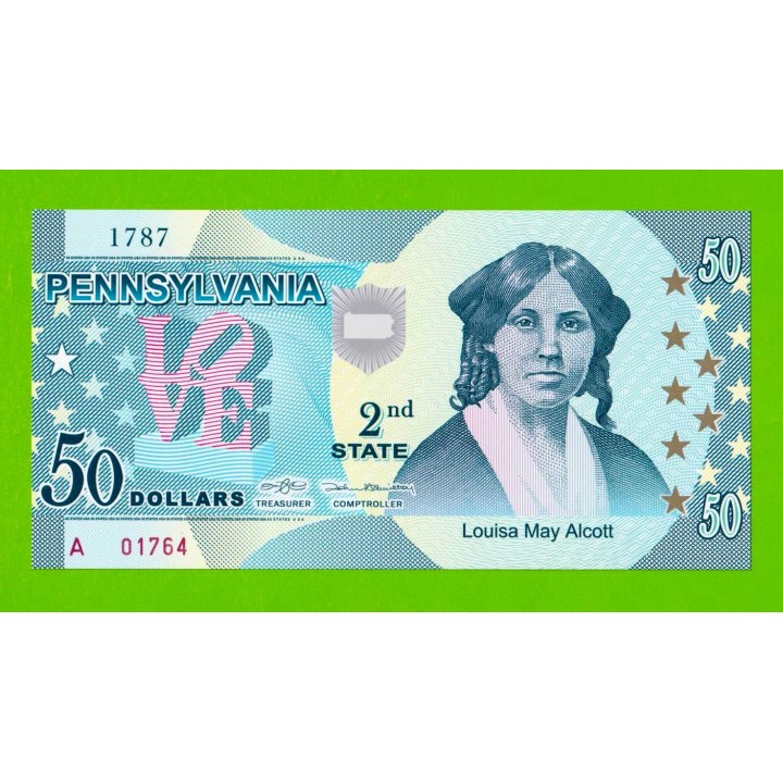 США - 50 долларов штата Пенсильвания - 2014 (сувенирные, пластик) - UNC!!!