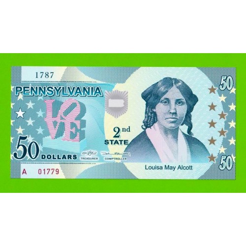 США - 50 долларов штата Пенсильвания - 2014 (сувенирные, пластик) - UNC!!!