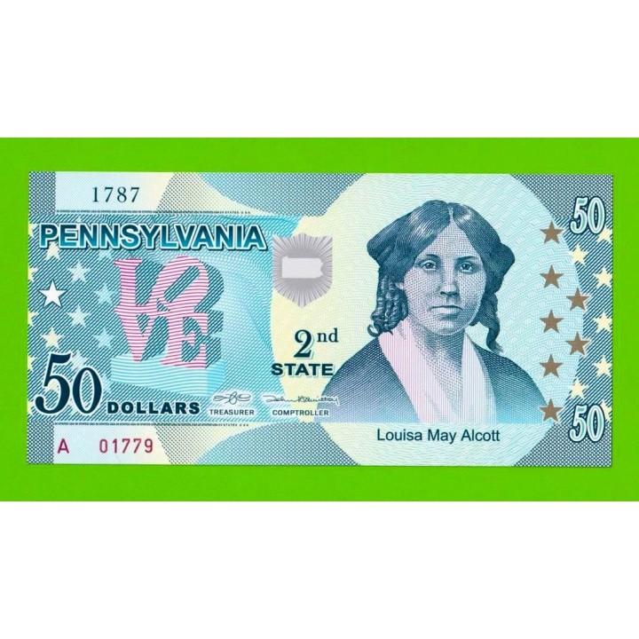 США - 50 долларов штата Пенсильвания - 2014 (сувенирные, пластик) - UNC!!!