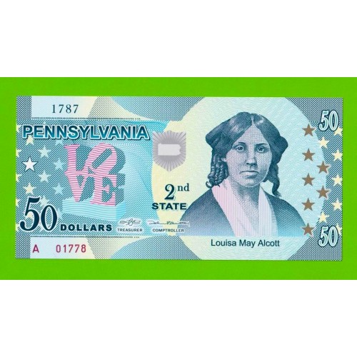 США - 50 долларов штата Пенсильвания - 2014 (сувенирные, пластик) - UNC!!!