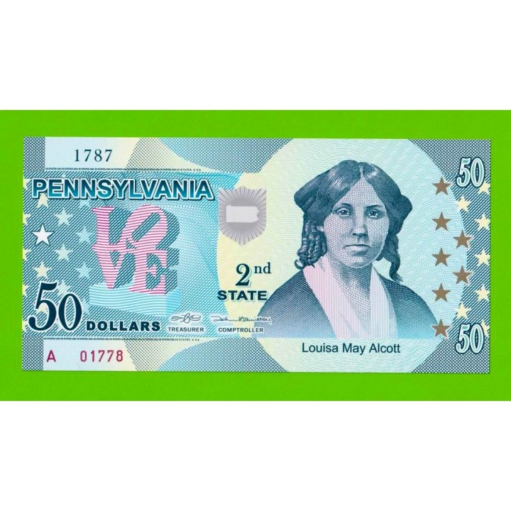 США - 50 долларов штата Пенсильвания - 2014 (сувенирные, пластик) - UNC!!!