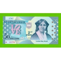США - 50 долларов штата Пенсильвания - 2014 (сувенирные, пластик) - UNC!!!