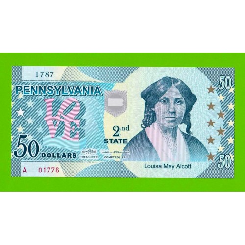 США - 50 долларов штата Пенсильвания - 2014 (сувенирные, пластик) - UNC!!!