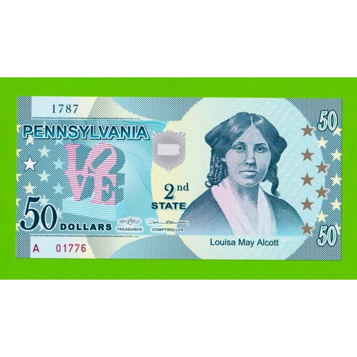 США - 50 долларов штата Пенсильвания - 2014 (сувенирные, пластик) - UNC!!!