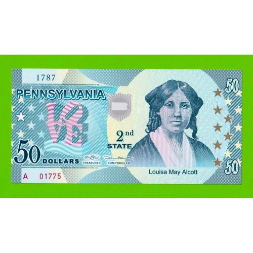 США - 50 долларов штата Пенсильвания - 2014 (сувенирные, пластик) - UNC!!!