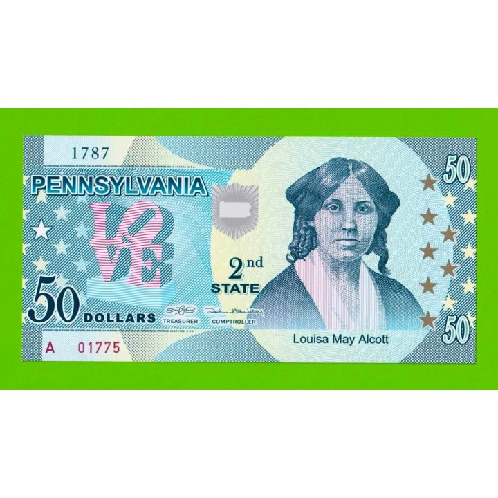 США - 50 долларов штата Пенсильвания - 2014 (сувенирные, пластик) - UNC!!!