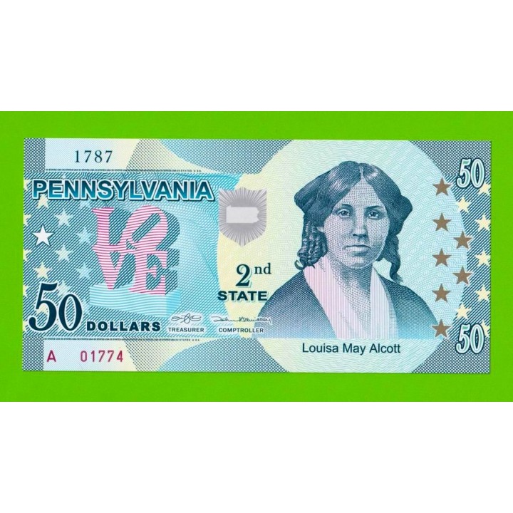США - 50 долларов штата Пенсильвания - 2014 (сувенирные, пластик) - UNC!!!
