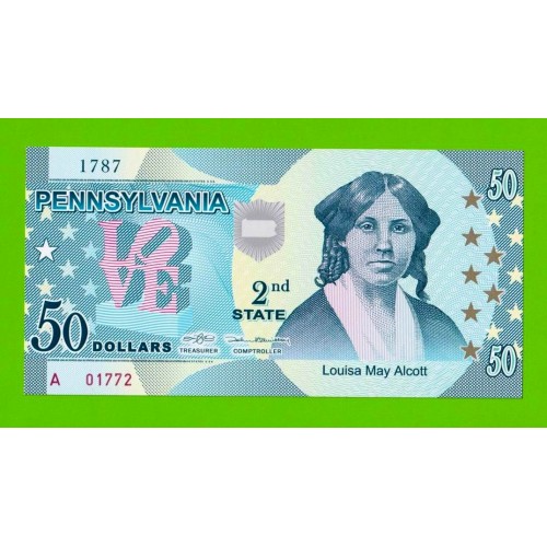 США - 50 долларов штата Пенсильвания - 2014 (сувенирные, пластик) - UNC!!!