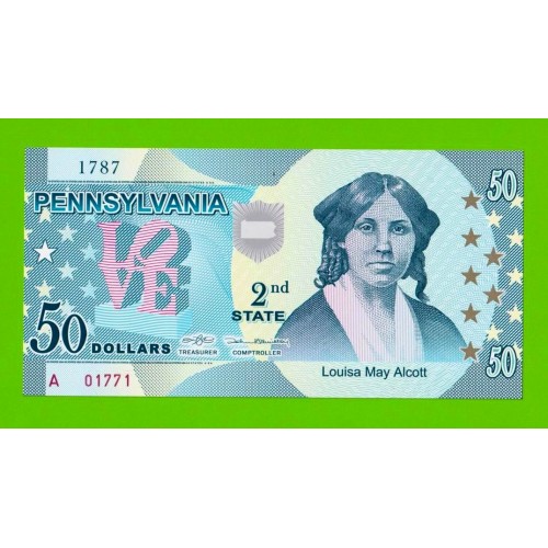 США - 50 долларов штата Пенсильвания - 2014 (сувенирные, пластик) - UNC!!!