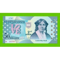 США - 50 долларов штата Пенсильвания - 2014 (сувенирные, пластик) - UNC!!!