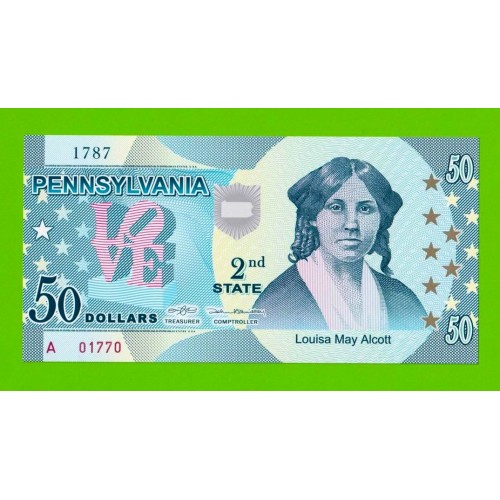 США - 50 долларов штата Пенсильвания - 2014 (сувенирные, пластик) - UNC!!!