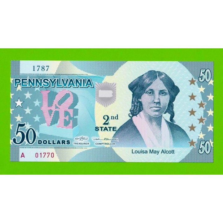 США - 50 долларов штата Пенсильвания - 2014 (сувенирные, пластик) - UNC!!!