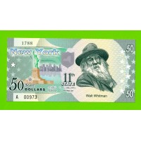 США - 50 долларов штата Нью-Йорк - 2014 (сувенирные, пластик) - UNC!!!