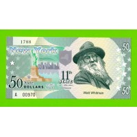 США - 50 долларов штата Нью-Йорк - 2014 (сувенирные, пластик) - UNC!!!