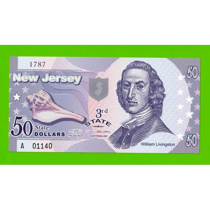 США - 50 долларов штата Нью-Джерси - 2014 (сувенирные, пластик) - UNC!!!