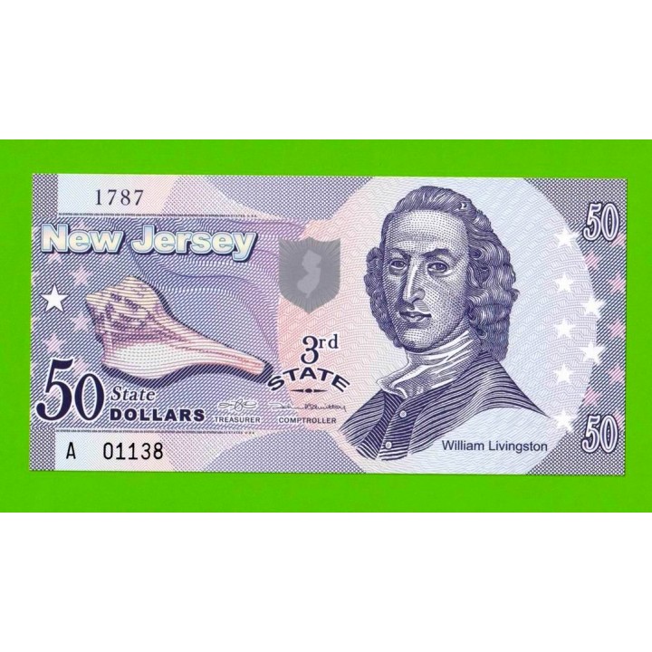 США - 50 долларов штата Нью-Джерси - 2014 (сувенирные, пластик) - UNC!!!