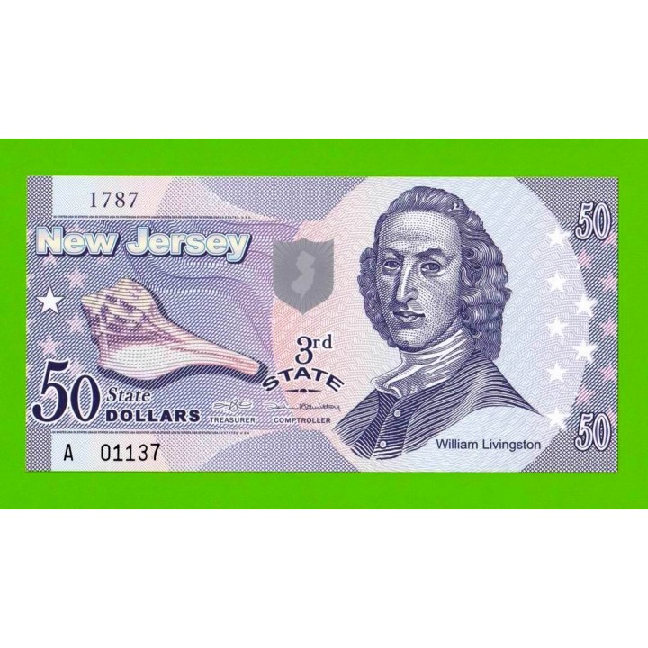 США - 50 долларов штата Нью-Джерси - 2014 (сувенирные, пластик) - UNC!!!