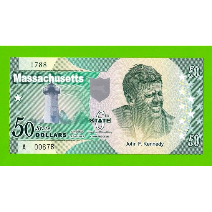 США - 50 долларов штата Массачусетс - 2014 (сувенирные, пластик) - UNC!!!