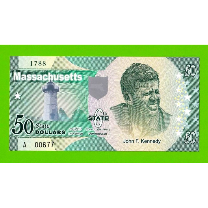 США - 50 долларов штата Массачусетс - 2014 (сувенирные, пластик) - UNC!!!