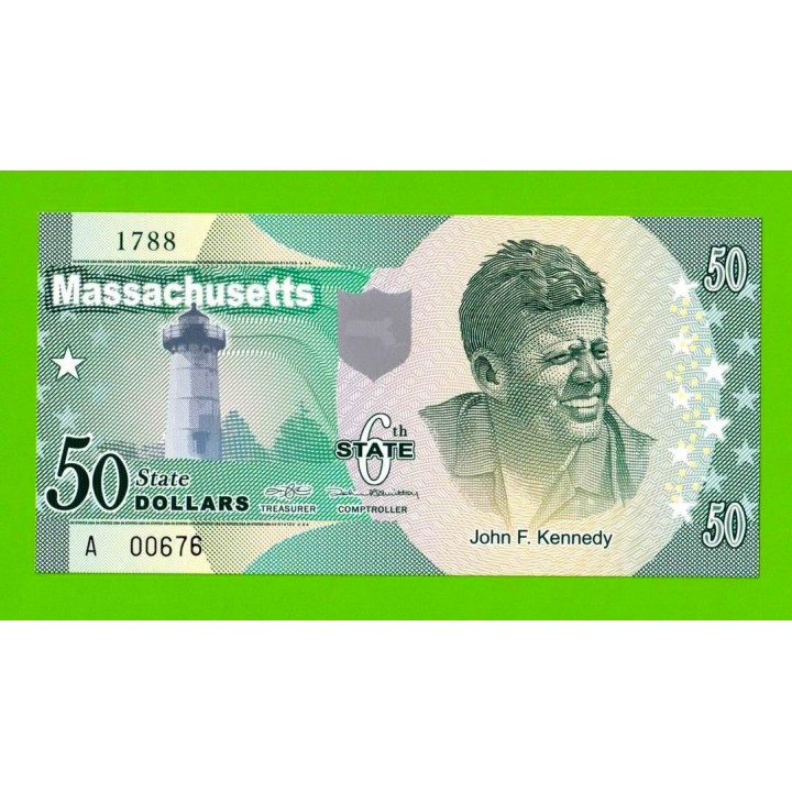 США - 50 долларов штата Массачусетс - 2014 (сувенирные, пластик) - UNC!!!
