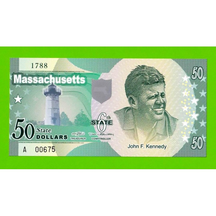 США - 50 долларов штата Массачусетс - 2014 (сувенирные, пластик) - UNC!!!