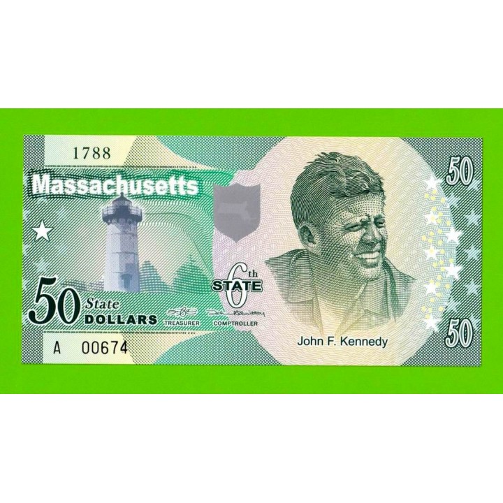 США - 50 долларов штата Массачусетс - 2014 (сувенирные, пластик) - UNC!!!