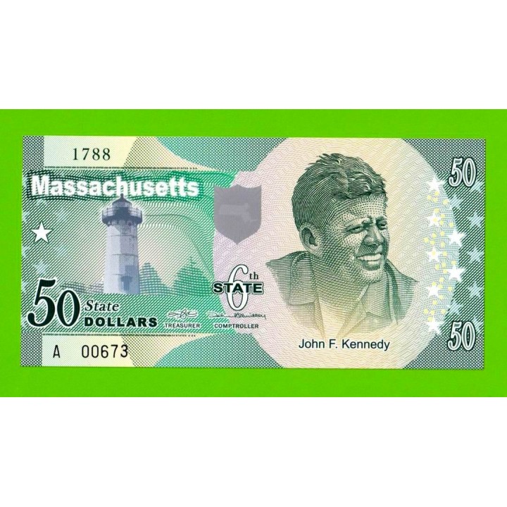 США - 50 долларов штата Массачусетс - 2014 (сувенирные, пластик) - UNC!!!