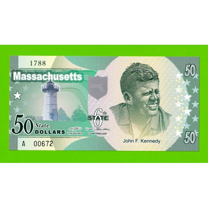 США - 50 долларов штата Массачусетс - 2014 (сувенирные, пластик) - UNC!!!