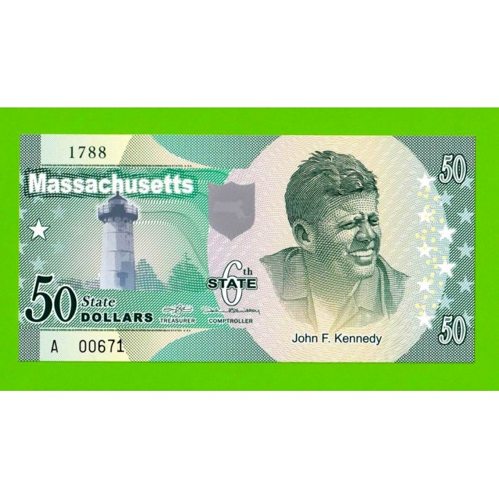 США - 50 долларов штата Массачусетс - 2014 (сувенирные, пластик) - UNC!!!