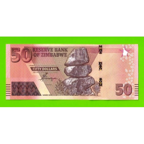 Зимбабве - 50 долларов - 2020 (AG) - UNC!!!