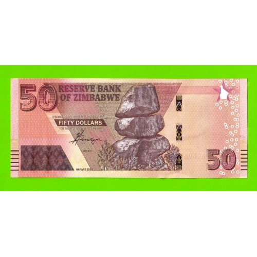 Зимбабве - 50 долларов - 2020 (AG) - UNC!!!