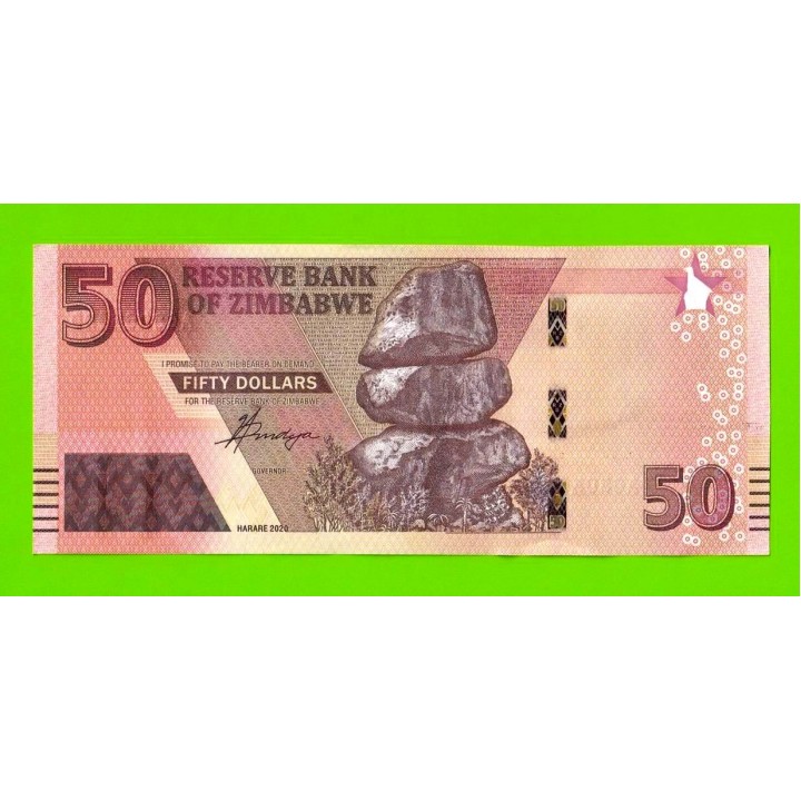 Зимбабве - 50 долларов - 2020 (AG) - UNC!!!