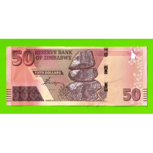 Зимбабве - 50 долларов - 2020 (AG) - UNC!!!