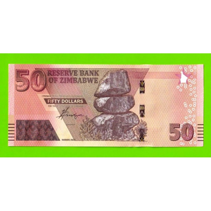 Зимбабве - 50 долларов - 2020 (AG) - UNC!!!