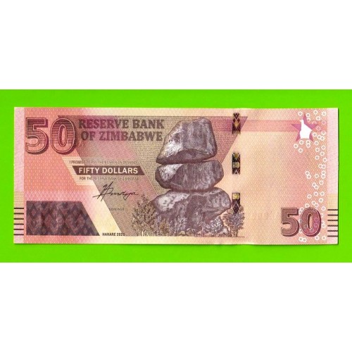 Зимбабве - 50 долларов - 2020 (AG) - UNC!!!