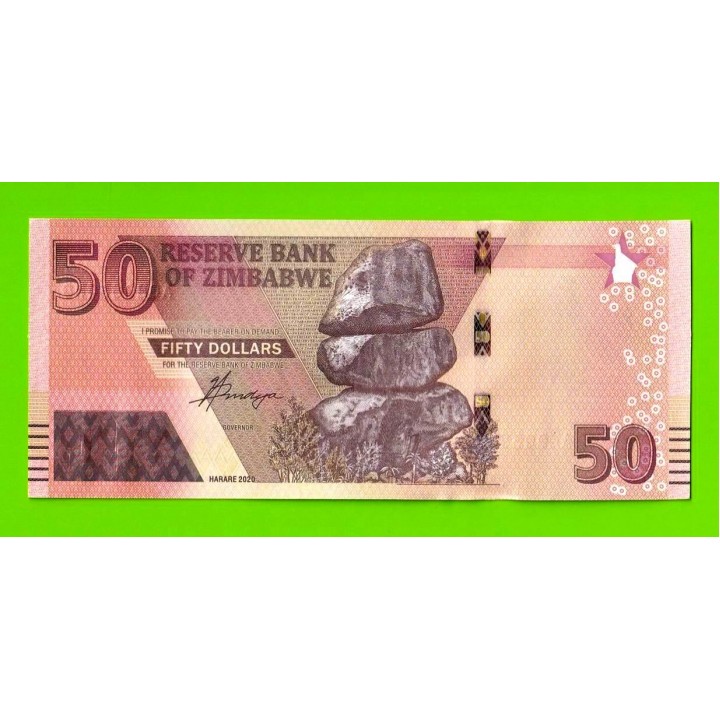Зимбабве - 50 долларов - 2020 (AG) - UNC!!!