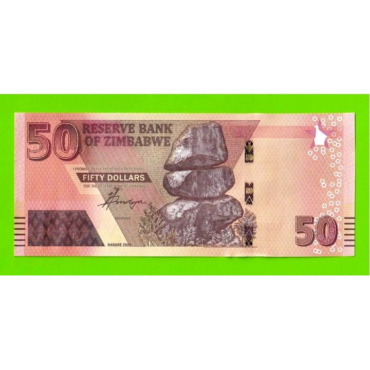 Зимбабве - 50 долларов - 2020 (AG) - UNC!!!