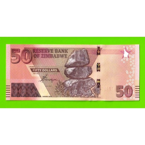 Зимбабве - 50 долларов - 2020 (AG) - UNC!!!