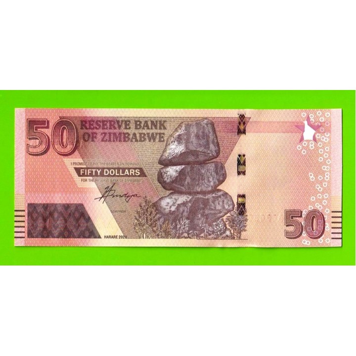 Зимбабве - 50 долларов - 2020 (AG) - UNC!!!