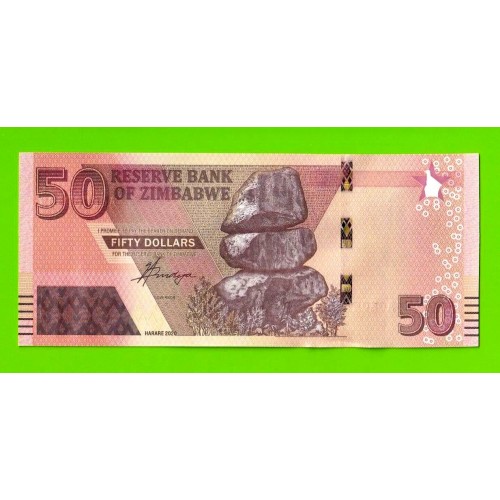 Зимбабве - 50 долларов - 2020 (AG) - UNC!!!