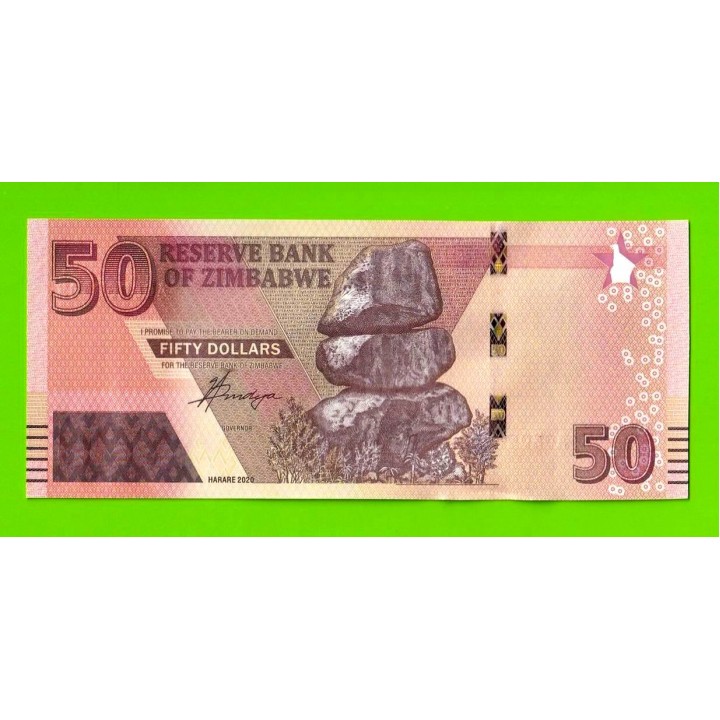 Зимбабве - 50 долларов - 2020 (AG) - UNC!!!
