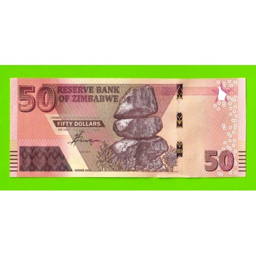 Зимбабве - 50 долларов - 2020 (AG) - UNC!!!